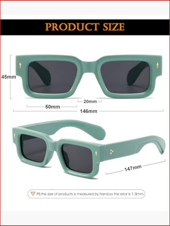 Thick Frame Square Sunglasses Chunky Rectangle Shades UV400 Protection